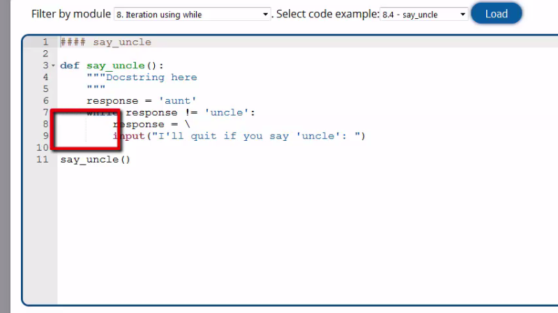 When code is indented 8 spaces, light lines appear between the 4th and 5th spaces.