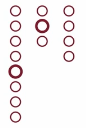 Three columns of red circles to represent the main program, function g, and function h.