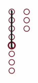 The same set of red circles as in figure 3, but with a line drawn from the top circle to the larger red circle in the first column of circles to indicate the execution of the program until the function call.