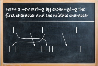 Form a new string by exchanging the first character and the middle character.