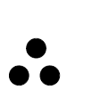 Three dots arranged in the form of a triangle.