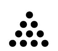 Ten dots arranged in the form of a triangle.