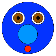 Several circles arranged to make a face.